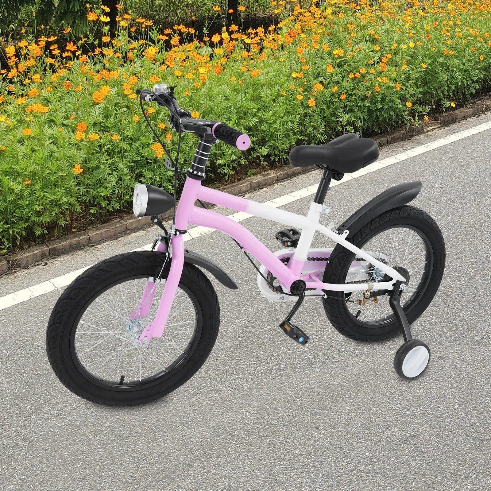 Kinderfahrrad 16 Zoll mit LED-Licht & Stützrädern – Höhenverstellbar für Kinder 5-8 Jahre, bis 60 kg belastbar - FUXLShop