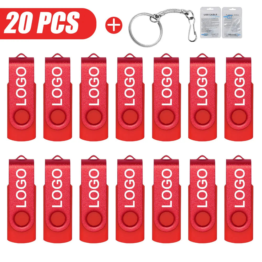 20er-Set USB 2.0 Flash Drives mit individuellem Logo – 4GB bis 64GB – Pen Drives mit echter Kapazität, Werbegeschenk, Plug & Play
