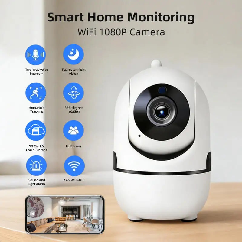 1080P Full HD WLAN Innenkamera – 360° Schwenk, Nachtsicht, Bewegungserkennung & 2-Wege-Audio