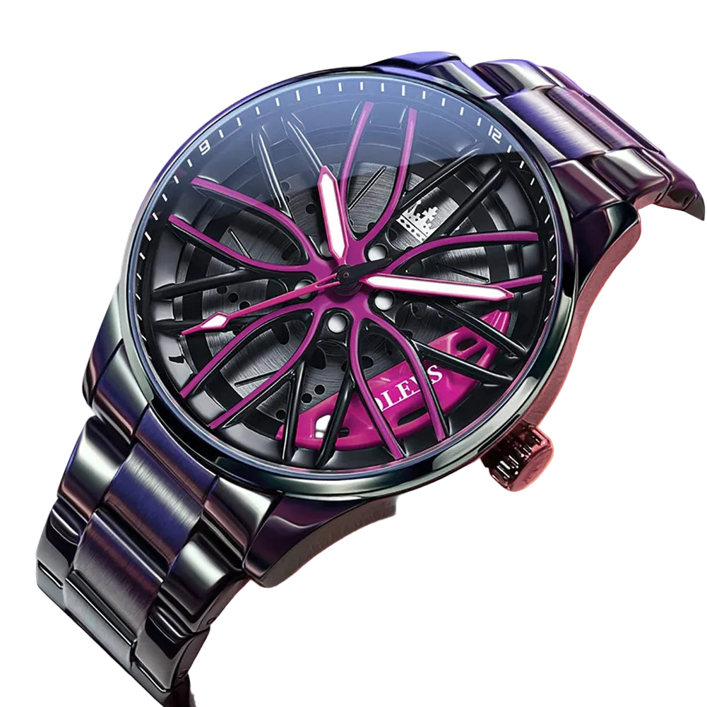OLEVS Herrenuhr Racing Quarzuhr – Edelstahl Wasserdicht Leuchtzeiger 40mm