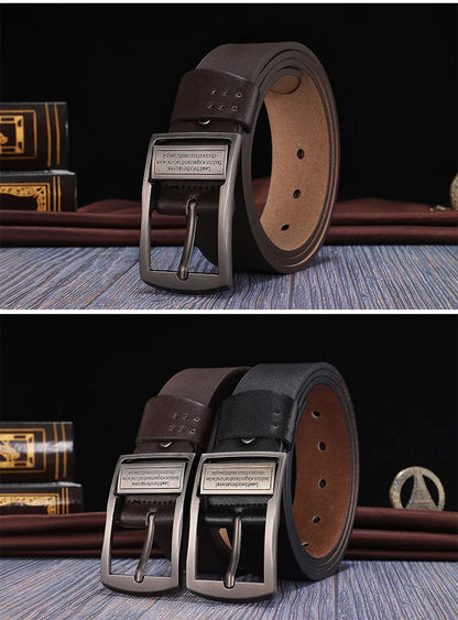 Herren-Gürtel aus Leder – Edles Metall-Schnallen-Design für Business & Freizeit - FUXL-Shopify 