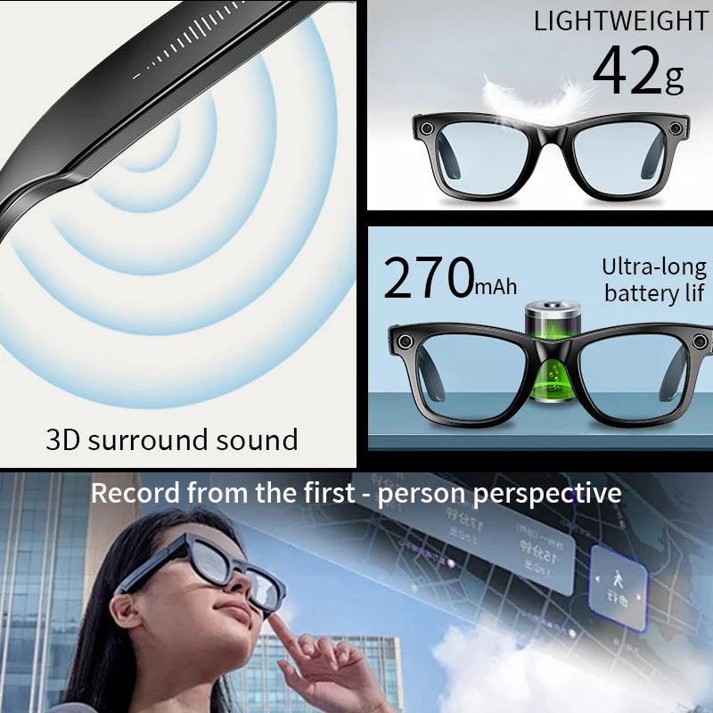 Neue 800 W Pixel Smart Brille mit AI Kamera Mikrokamera Fotografie Videoaufzeichnung Sprachanruf Übersetzung Gradient Sonnenbrille
