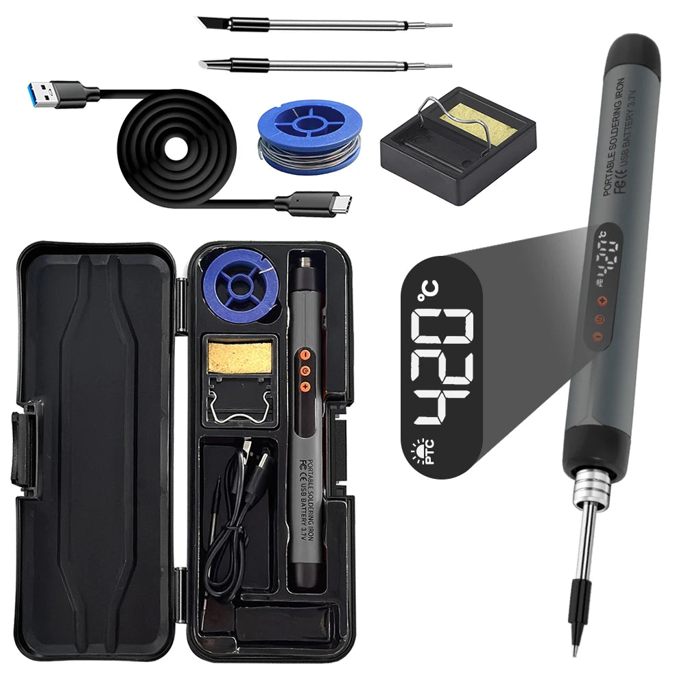 USB-Lötkolben Mini-Lötkolben-Set, tragbar, für den Haushalt, Typ-C-Schnittstelle, 800 mAh Akku, einstellbare Temperatur - FUXL-Shopify 