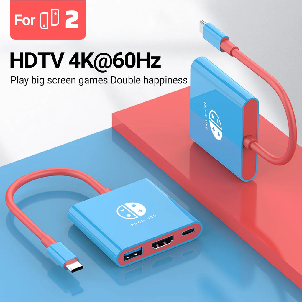 3-in-1 USB-C Hub – HDMI 4K, PD 100W Schnellladung & USB 3.0 für Switch, MacBook & Laptop