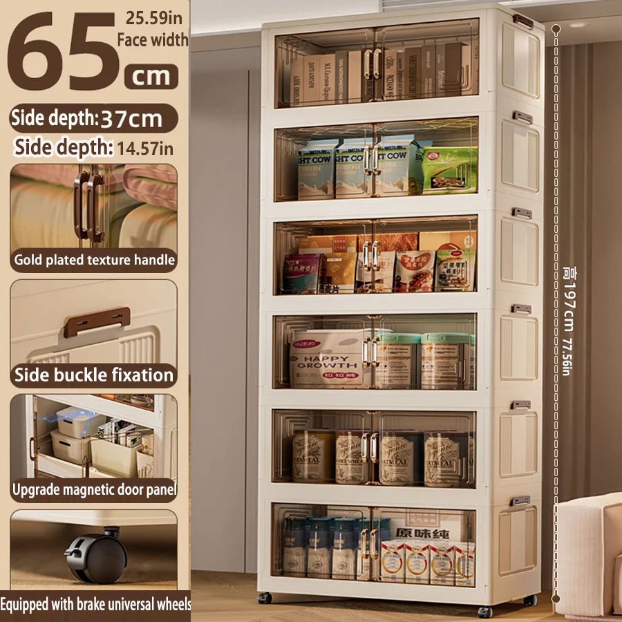 45/55/65 cm Länge, zusammenklappbarer Multifunktions-Aufbewahrungsschrank, Kleinigkeiten-Schrank, großes Fassungsvermögen, staubdichter Kleiderschrank