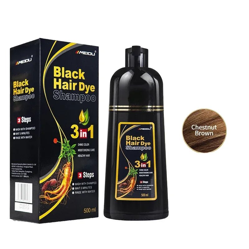 500 ml 3 - in - 1 - Haarfärbe - Shampoo, sofort verdunkelnd, grau bis schwarz, Polygonum Multiflorum, langlebig, effektive Färbung, Abdeckung für Männer und Frauen - FUXL - Shopify