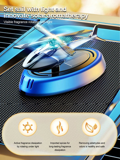 Solarbetriebener Rotationshubschrauber, Solar-Aromatherapie, Auto-Lufterfrischer, Legierung + ABS, Holzduft, Auto-Aroma-Diffusor - FUXL-Shopify 