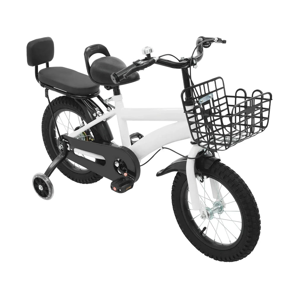 Kinderfahrrad 14 Zoll mit Korb & Rückenlehne – Höhenverstellbar, Stützräder, bis 60 kg belastbar für Kinder 3-7 Jahre - FUXLShop