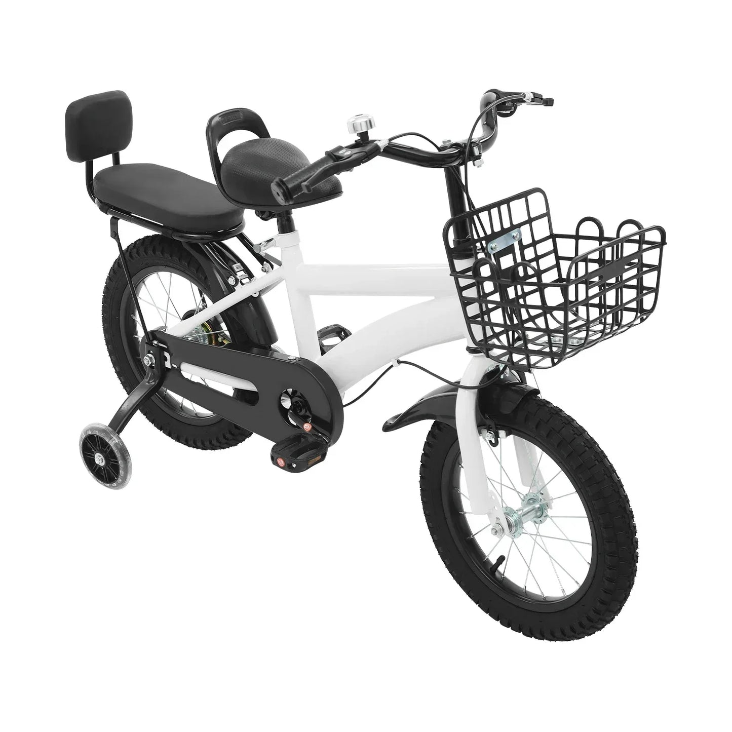 Kinderfahrrad 14 Zoll mit Korb & Rückenlehne – Höhenverstellbar, Stützräder, bis 60 kg belastbar für Kinder 3-7 Jahre - FUXLShop