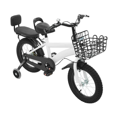 Kinderfahrrad 14 Zoll mit Korb & Rückenlehne – Höhenverstellbar, Stützräder, bis 60 kg belastbar für Kinder 3-7 Jahre - FUXLShop