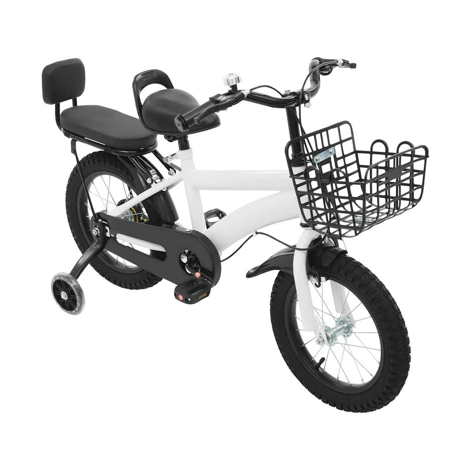 Kinderfahrrad 14 Zoll mit Korb & Rückenlehne – Höhenverstellbar, Stützräder, bis 60 kg belastbar für Kinder 3-7 Jahre - FUXLShop