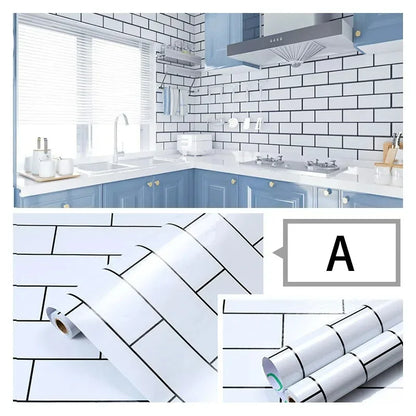 Küchenschränke, Tapeten-Wandaufkleber, weißer Ziegelstein, wasserdicht und ölbeständig, 40 cm, hohe Temperaturbeständigkeit, selbstklebend, für Zuhause - FUXLShop