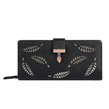 Frauen Brieftasche PU Leder Geldbörse Weibliche Lange Brieftasche Gold Hohl Blätter Beutel Handtasche Für Frauen Geldbörse Karte Halter Kupplung - FUXL-Shopify 