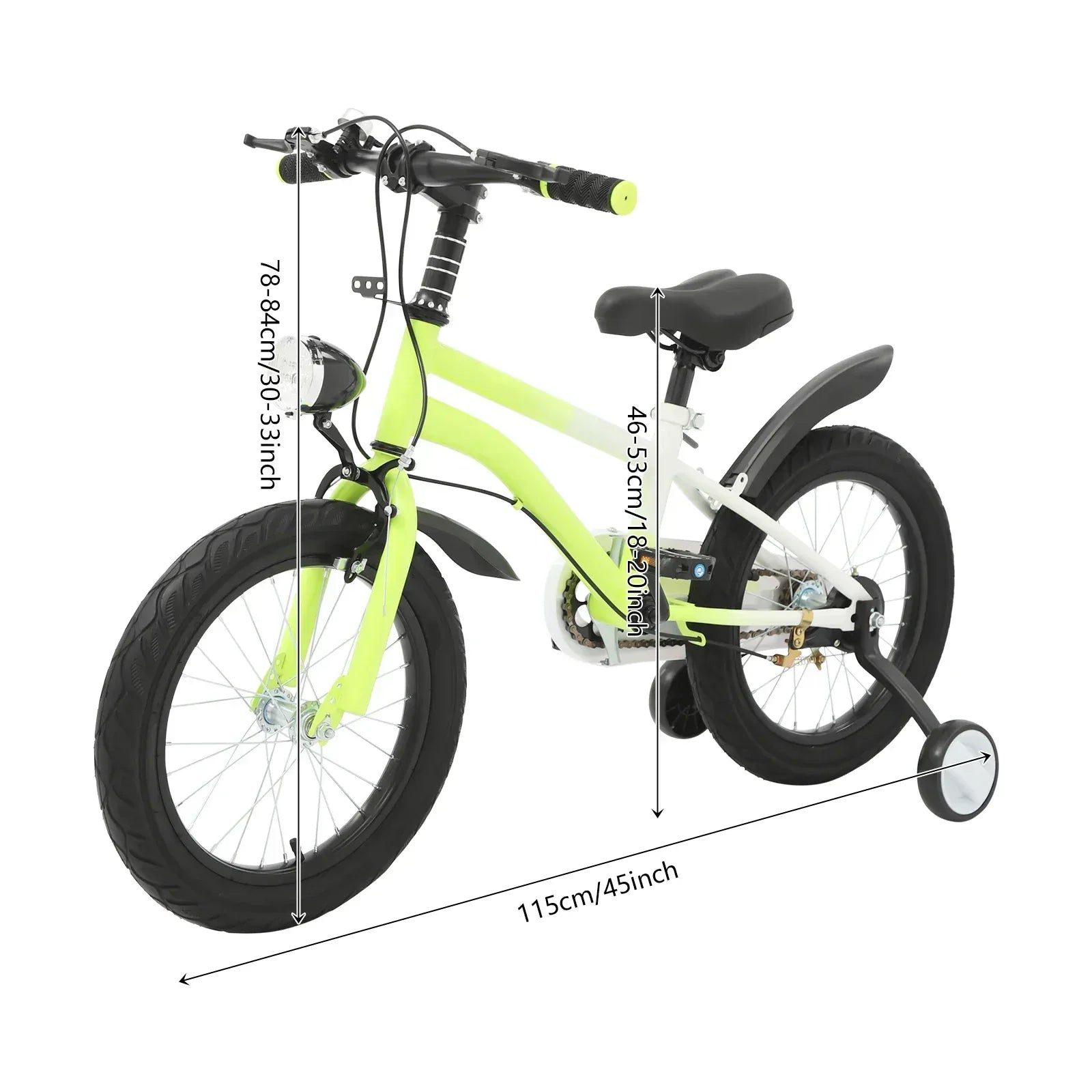 Kinderfahrrad 16 Zoll mit LED-Licht & Stützrädern – Höhenverstellbar für Kinder 5-8 Jahre, bis 60 kg belastbar - FUXLShop