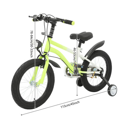 Kinderfahrrad 16 Zoll mit LED-Licht & Stützrädern – Höhenverstellbar für Kinder 5-8 Jahre, bis 60 kg belastbar - FUXLShop