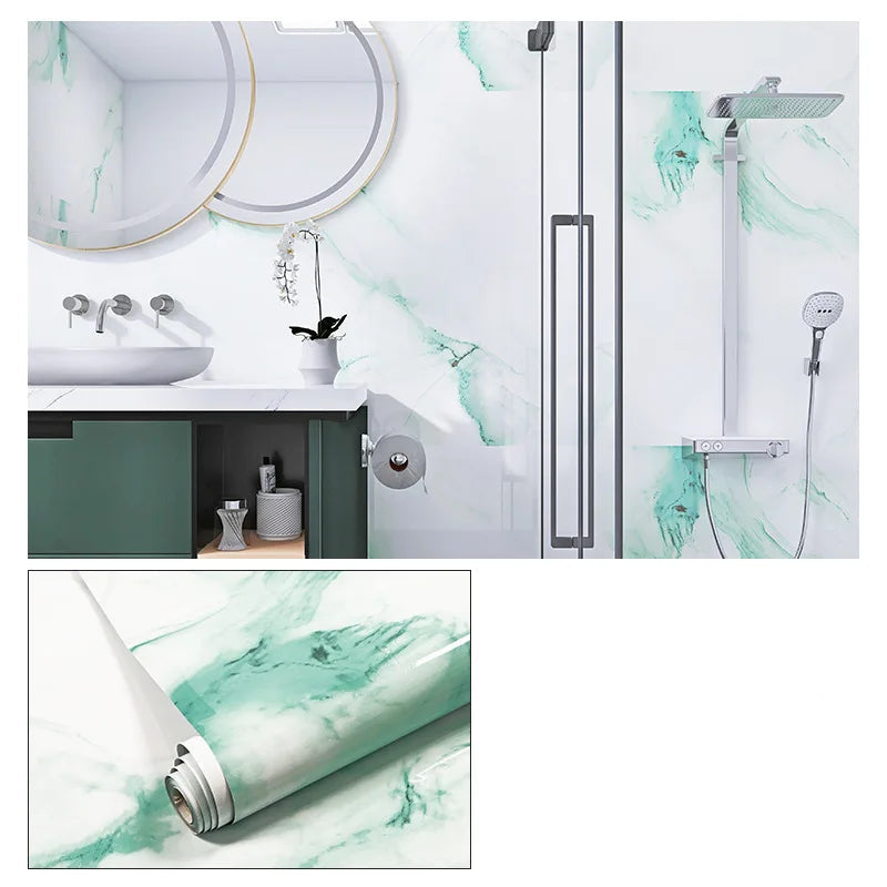 Wasserdichte Marmor Vinylfolie 60cm - Selbstklebende Tapete für Bad & Küche