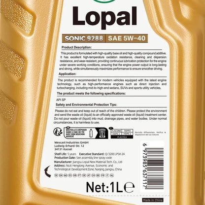 Lopal 5W-40 Vollsynthetisches Motoröl 6L (6×1L) – PKW, LKW & Fahrzeuge