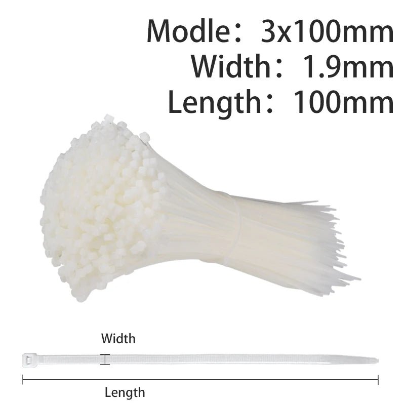 500/200/100 Stück Nylon-Kabelbinder – Selbstsichernd, 1,9/2,7 mm – Verstellbare Befestigungsschlaufe für Heim, Büro & Garten