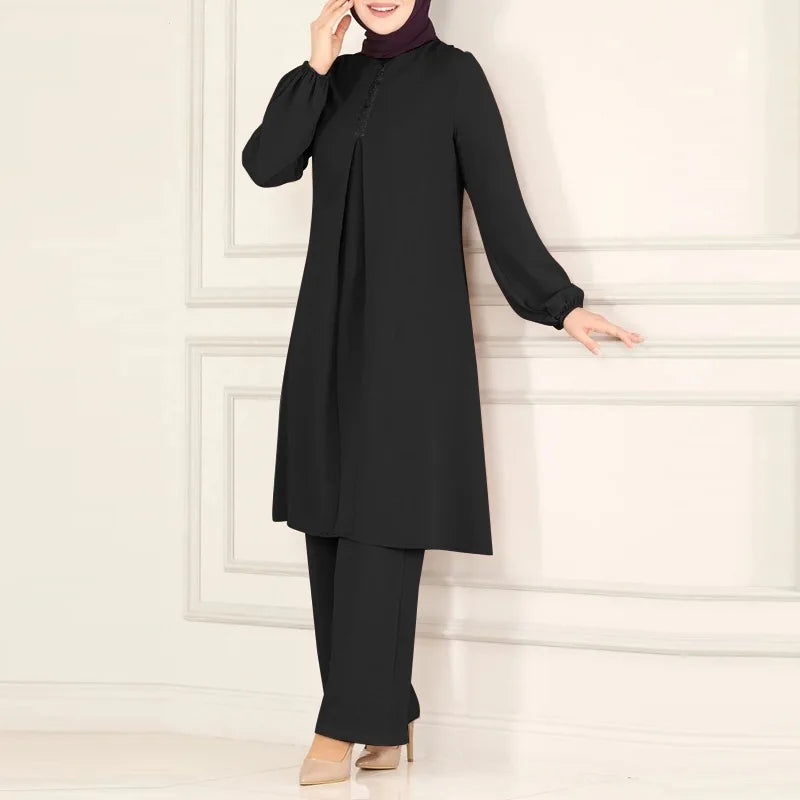 Muslimisches Damen-Set Langarm Bluse & Weite Hose | Modest Fashion