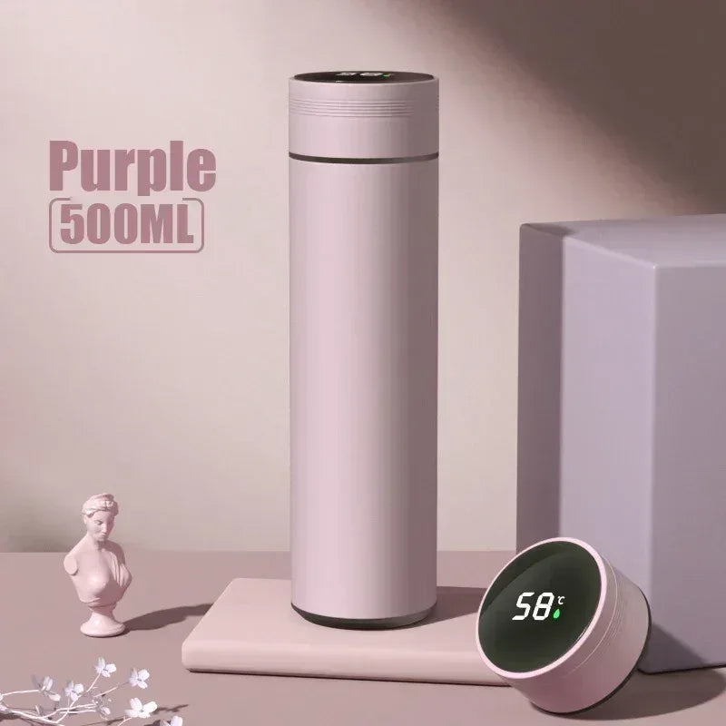 Thermoskanne 500ml LED-Temperaturanzeige Edelstahl Vakuumisoliert Outdoor Trinkflasche Geschenk - FUXLShop