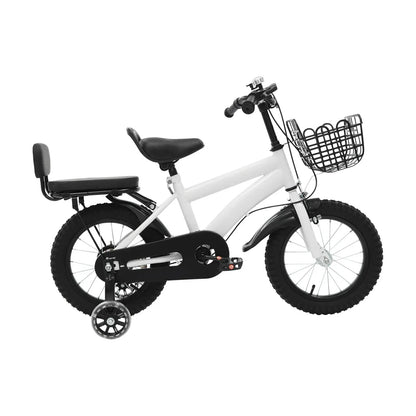 Kinderfahrrad 14 Zoll mit Korb & Rückenlehne – Höhenverstellbar, Stützräder, bis 60 kg belastbar für Kinder 3-7 Jahre - FUXLShop