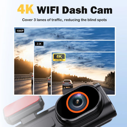 FUXL Ultra HD 4K Auto Front Dash Cam – Mini WIFI DVR Black Box mit 24H Parkplatz Monitor, Nachtsicht & optional GPS/Rückfahrkamera