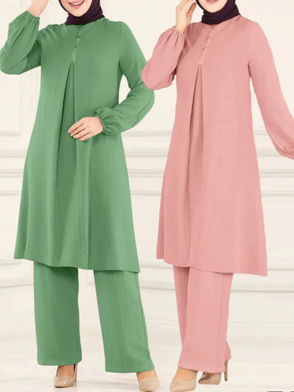 Muslimisches Damen-Set Langarm Bluse & Weite Hose | Modest Fashion
