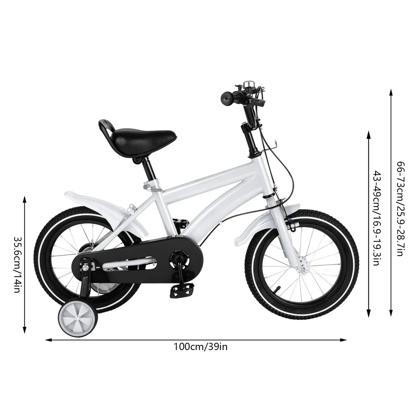 Kinderfahrrad 14 Zoll mit Stützrädern, Gummireifen & verstellbarem Sitz – Sicheres Laufrad für Kinder 3-6 Jahre - FUXLShop