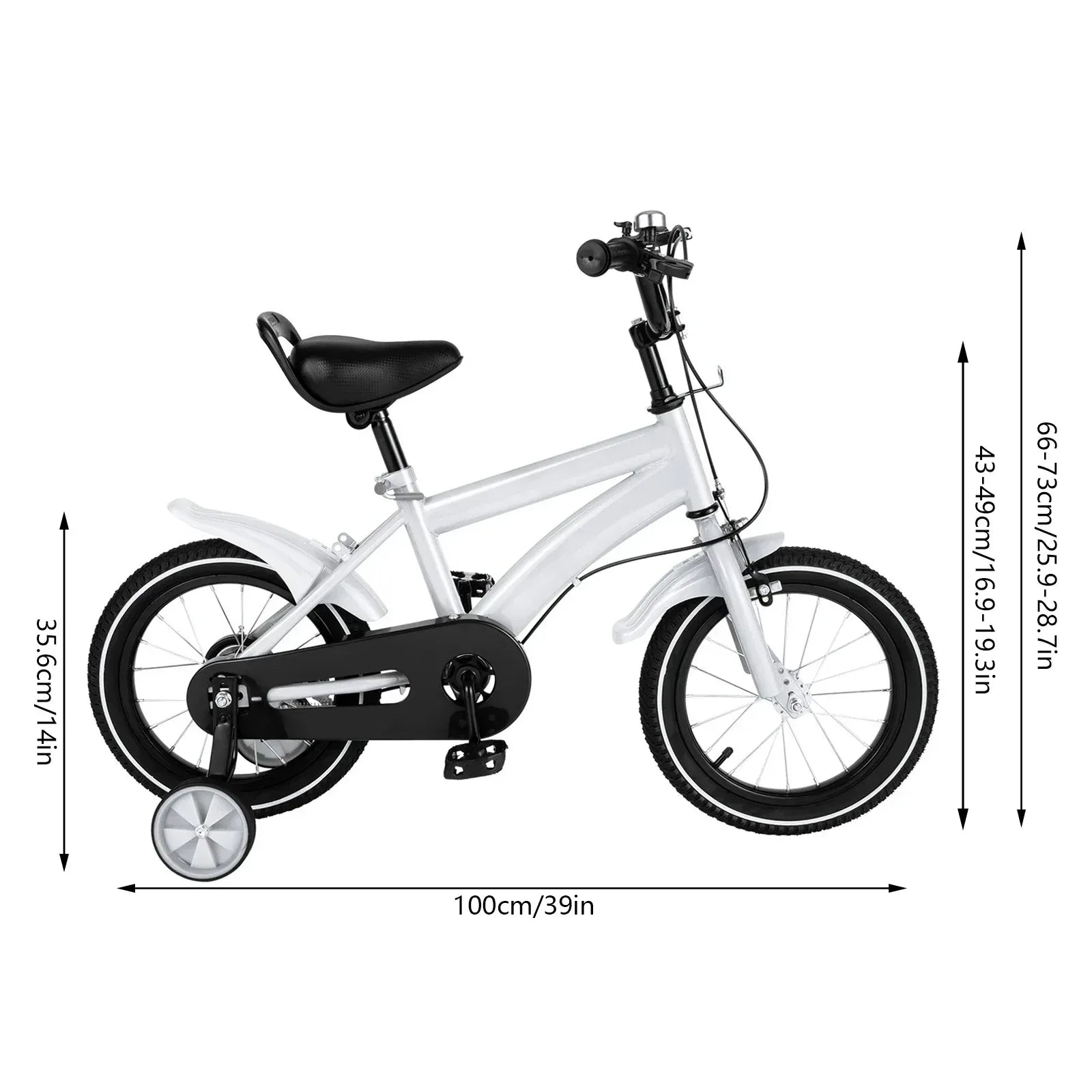 Kinderfahrrad 14 Zoll mit Stützrädern, Gummireifen & verstellbarem Sitz – Sicheres Laufrad für Kinder 3-6 Jahre - FUXLShop