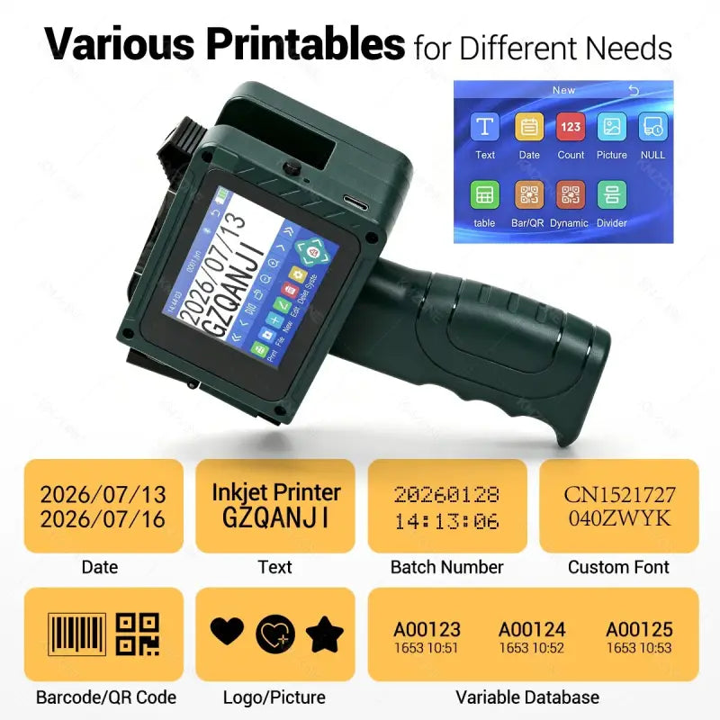 Tintenstrahldrucker - Tintenstrahldrucker – Tragbarer Mini – Bluetooth Handheld Codierer für Verfallsdatum, Chargennummer & Logo | FUXLShop