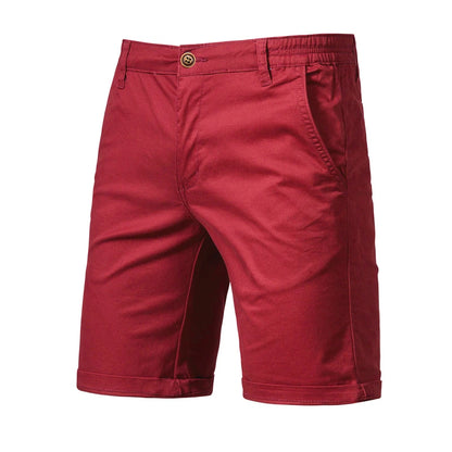 2025 neue Sommer 100% Baumwolle Solide Shorts Männer Hohe Qualität Casual Business Social Elastische Taille Männer Shorts 10 Farben Strand shorts - FUXL-Shopify 