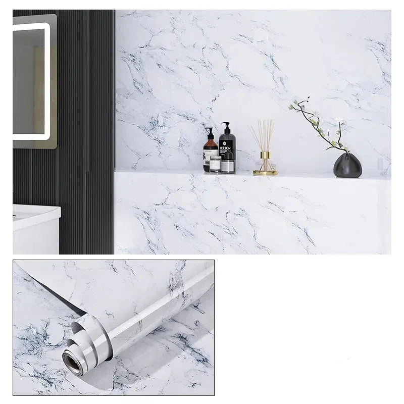 Wasserdichte Marmor Vinylfolie 60cm - Selbstklebende Tapete für Bad & Küche - FUXLShop