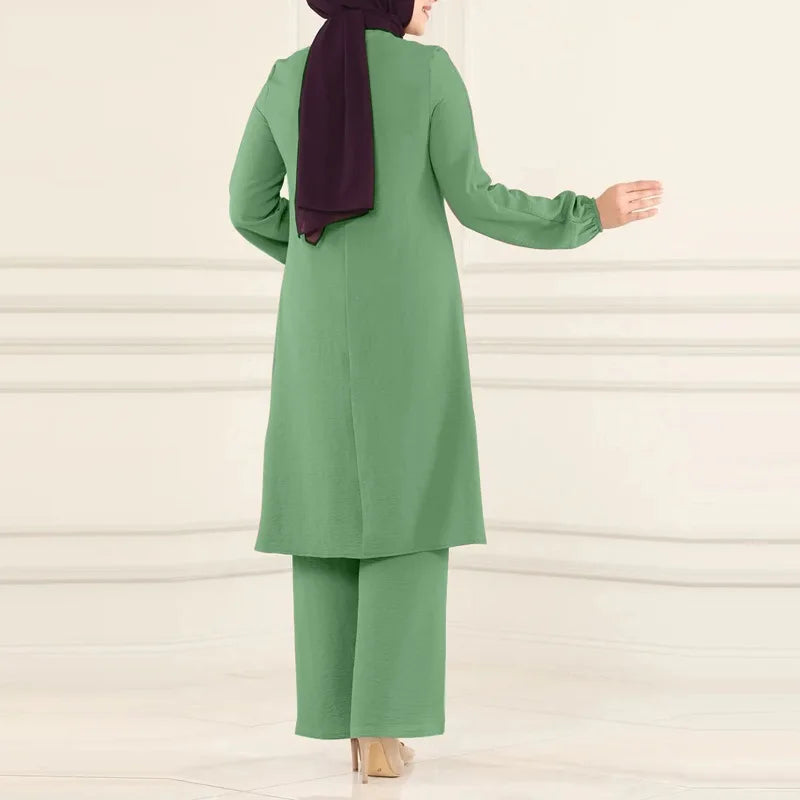 Muslimisches Damen-Set Langarm Bluse & Weite Hose | Modest Fashion