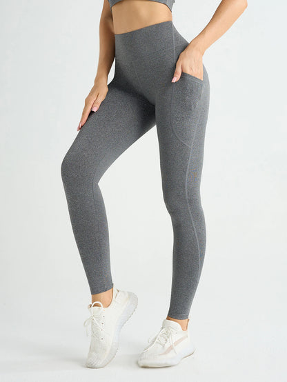 Neue Hohe Taille frauen Leggings Stretch Yoga Hosen Strumpfhosen Mit Taschen Push-Up Fitness Laufsport Einfarbig Hosen - FUXL-Shopify 