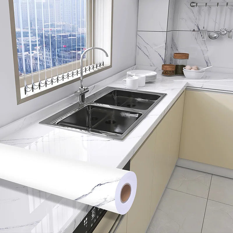 Wasserdichte Marmor Vinylfolie 60cm - Selbstklebende Tapete für Bad & Küche