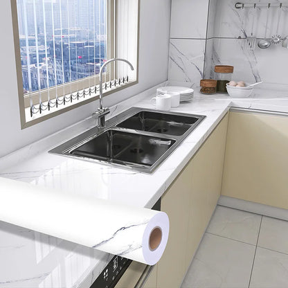 Wasserdichte Marmor Vinylfolie 60cm - Selbstklebende Tapete für Bad & Küche