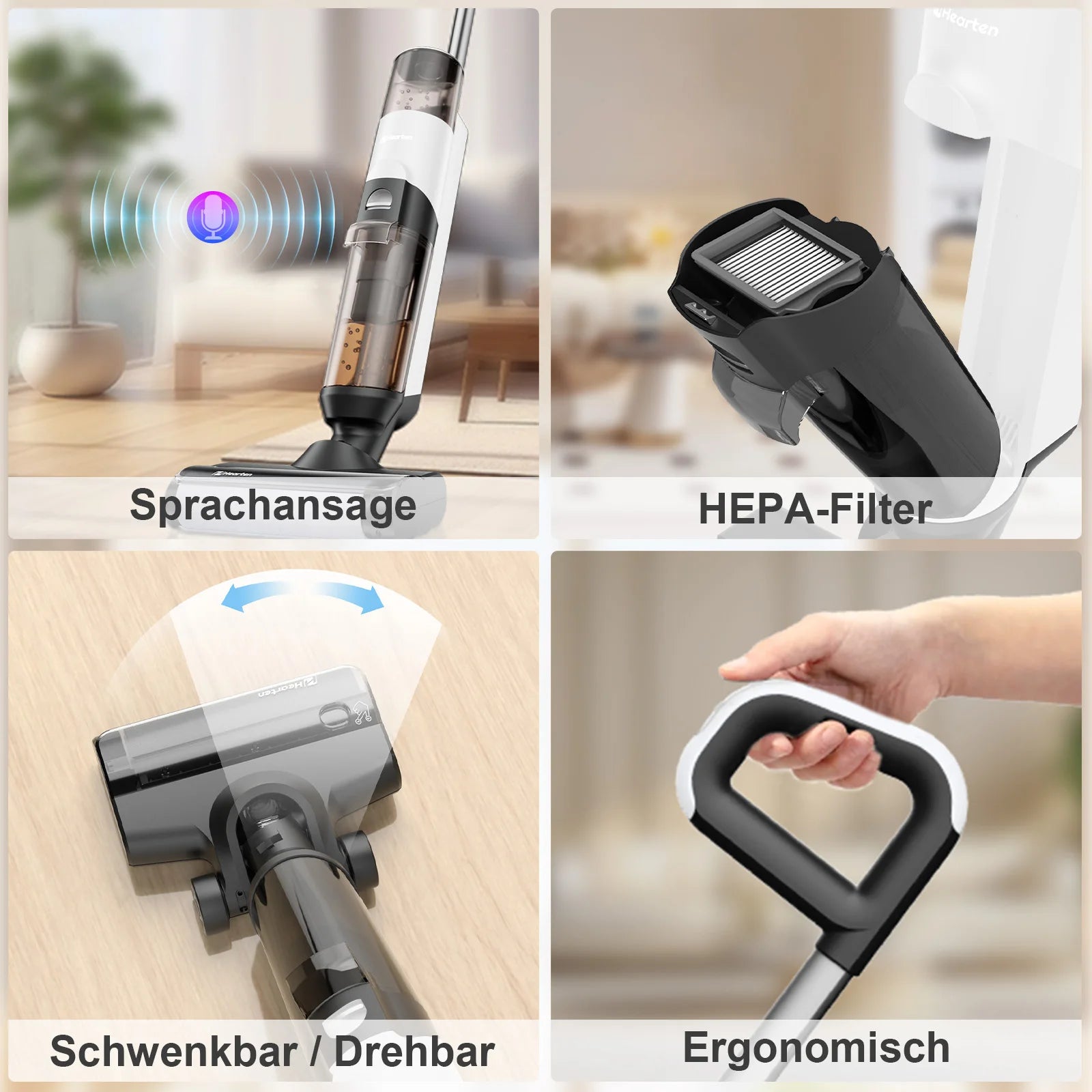 Großes Tankdesign mit 650 ml Frischwasser & 450 ml Schmutzwasser