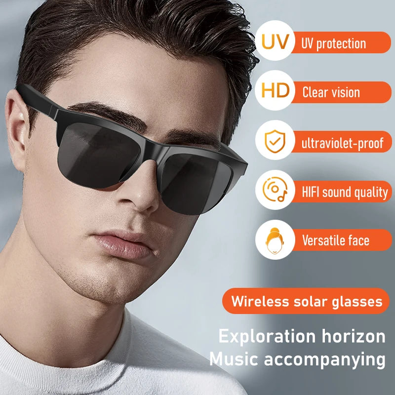 Intelligente Bluetooth-Brille auf Touch-Basis mit Knochenleitung für Outdoor-Sportanrufe, Sonnenbrillen, kabellose Business-Kopfhörer