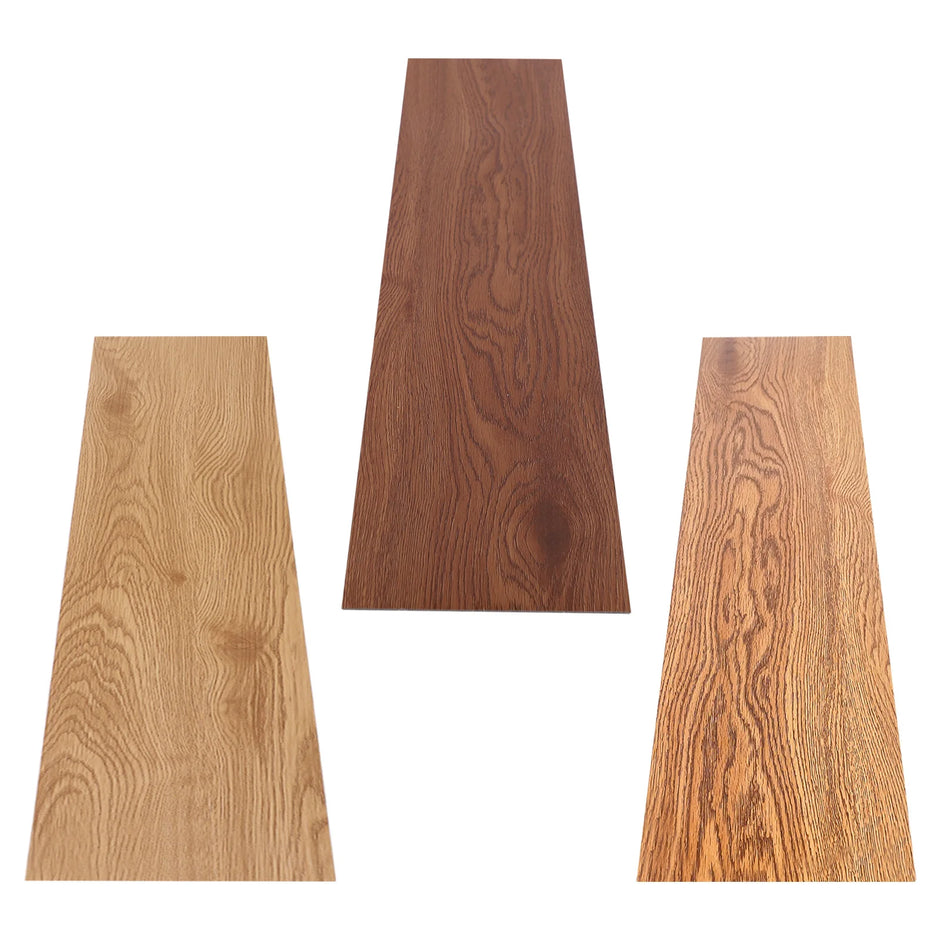 Selbstklebende PVC-Bodenbelag-Fliesen 36 Stück | Holzoptik Walnut/Oak/Log