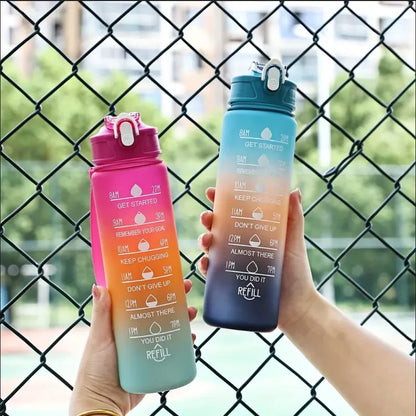 Sportwasserflasche mit zeitverfolgendem Strohhalm, auslaufsicherer, verriegelbarer Klappdeckel für einfaches Tragen, ideal für Outdoor-Abenteuer - FUXL-Shopify 