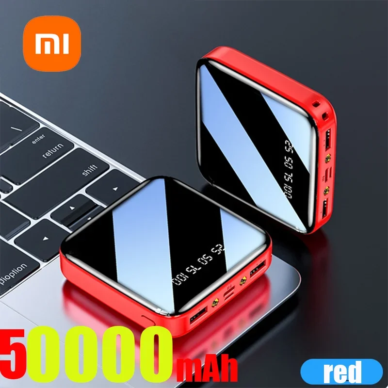 ξAO 200000 mAh Mini Power Bank – Tragbares Ladegerät mit LED-Digitalanzeige, Spiegel-Design, Schnellladung für iPhone, Xiaomi, Huawei