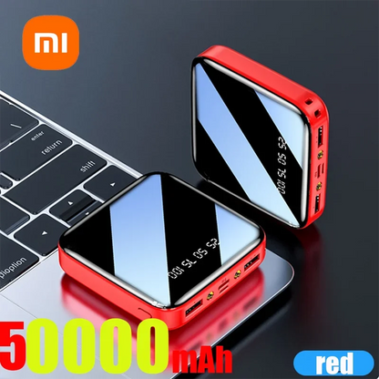 ξAO 200000 mAh Mini Power Bank – Tragbares Ladegerät mit LED-Digitalanzeige, Spiegel-Design, Schnellladung für iPhone, Xiaomi, Huawei