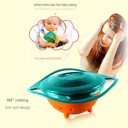 Universal Gyro Bowl (auch bekannt als 360° drehbarer, auslaufsicherer Kinderlernbecher) ist ein innovatives Baby- und Kinderfütterungsgeschirr, das durch sein gyroskopisches Design ein Verschütten verhindert. - FUXL-Shopify 