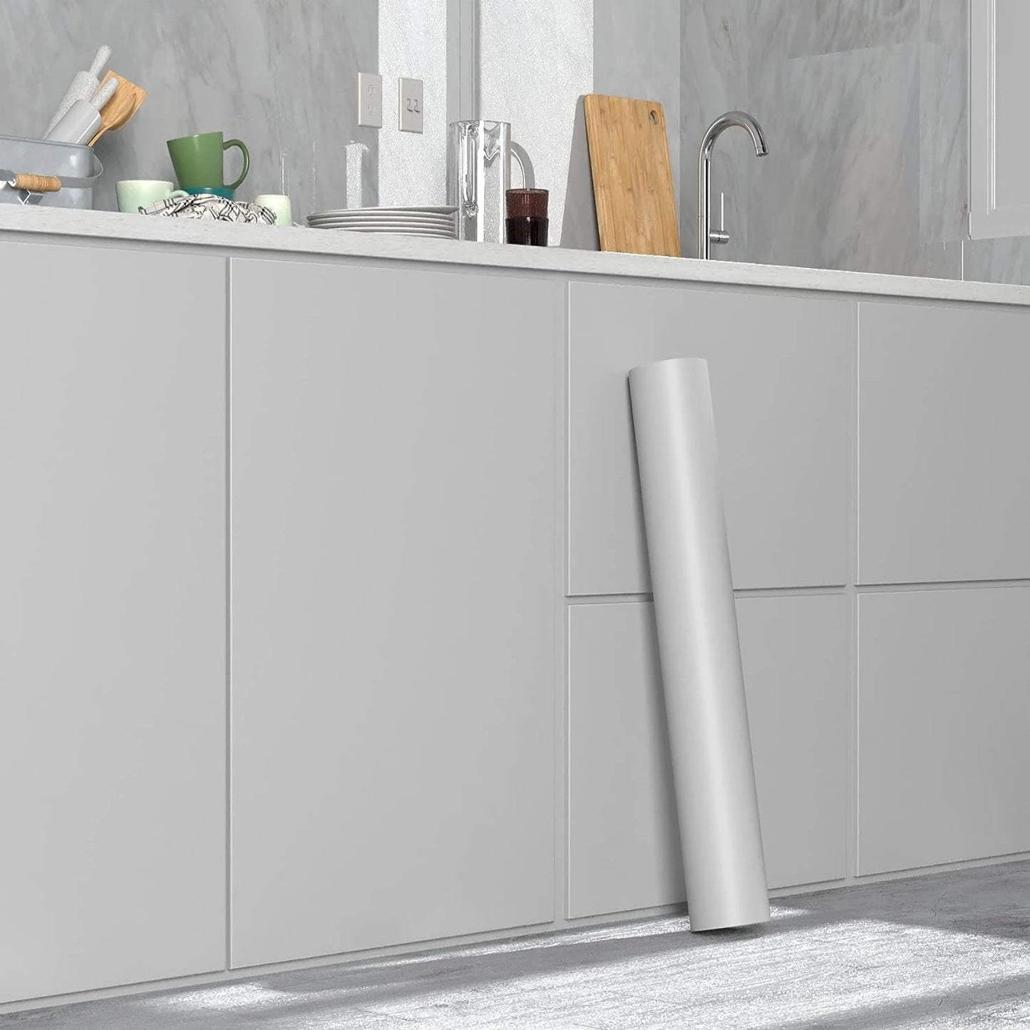55 cm Breite, grün, matt, selbstklebende Folienaufkleber, verdickte Möbel, Küchenschränke, Tische, Wand, DIY-Renovierungstapete