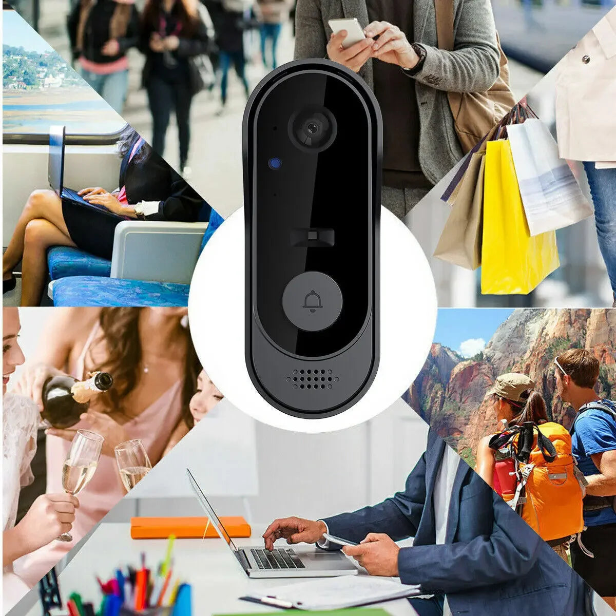 Wireless Video Türklingel mit HD-Kamera, WIFI, IR-Nachtsicht und Outdoor-Sicherheitsfunktion