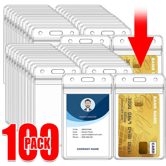 100–1 Stück Ausweishalter für Ausweis, Namensschild, wasserdichter Kartenschutz, Ausweis, zum Sammeln von Kreditkarten, vertikale Hülle, Büro, Schulbedarf