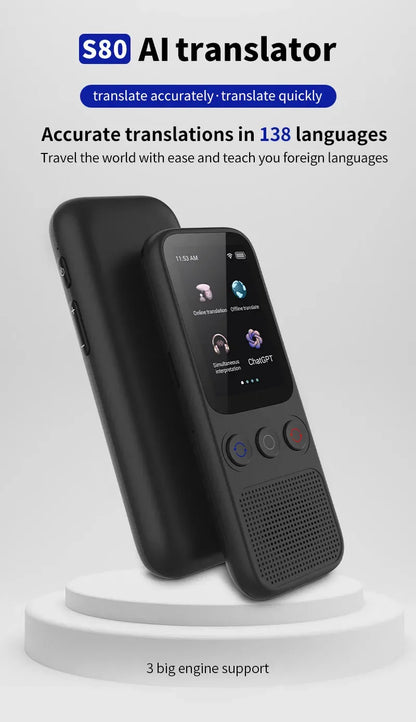 Sprachübersetzer S80 – 138 Sprachen, WiFi & Offline, Fotoübersetzung, Touchscreen