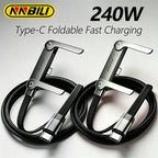 240W USB-C Schnellladekabel mit Halterung – Geflochtenes Typ-C Kabel 1,5m für iPhone & Samsung
