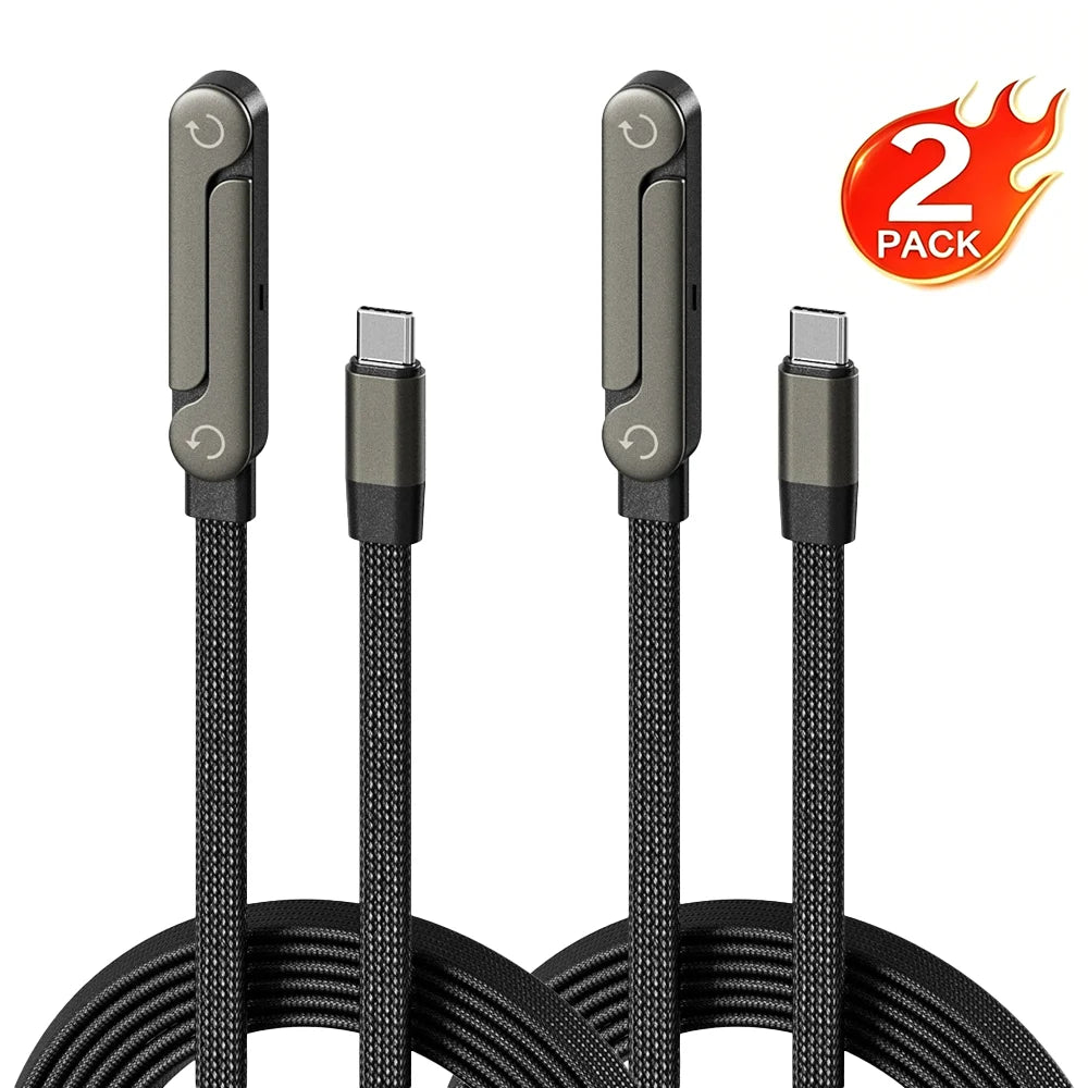 240W USB-C Schnellladekabel mit Halterung – Geflochtenes Typ-C Kabel 1,5m für iPhone & Samsung