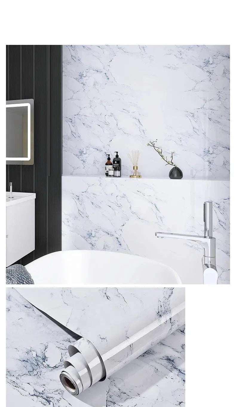 Wasserdichte Marmor Vinylfolie 60cm - Selbstklebende Tapete für Bad & Küche - FUXLShop